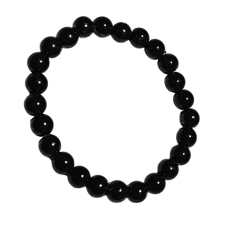 Retro Black Beaded Stretch Bracelet Classic Minimalistic Fashion Jewelry Womens
